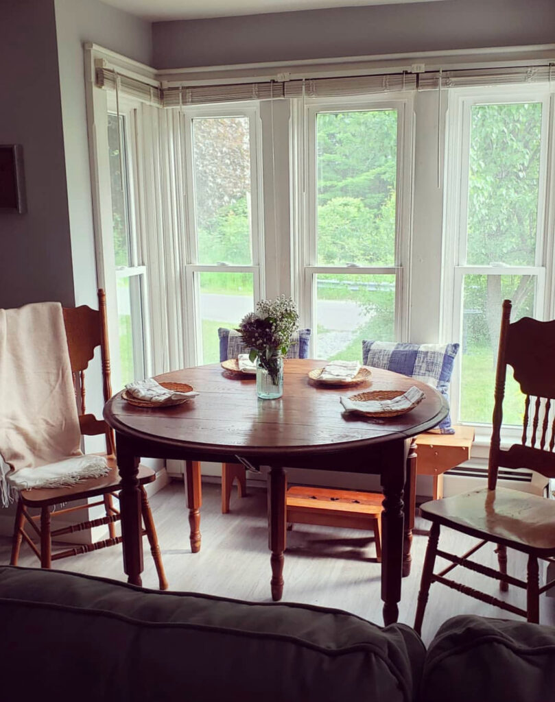 Kitchen table and chairs thrifted at an auction.